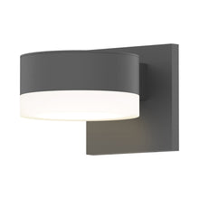 Load image into Gallery viewer, Reals Plate Cap Downlight Outdoor LED Wall Light in Textured Gray/White Cylinder Lens.
