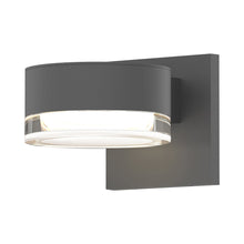 Load image into Gallery viewer, Reals Plate Cap Downlight Outdoor LED Wall Light in Textured Gray/Clear Cylinder Lens.