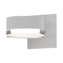 Load image into Gallery viewer, Reals Plate Cap Downlight Outdoor LED Wall Light in Textured White/Clear Cylinder Lens.