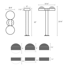 Load image into Gallery viewer, Reals Plate Cap LED Double Bollard - line drawing.
