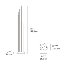 Load image into Gallery viewer, Reeds Outdoor Triple LED Floor Lamp - line drawing.