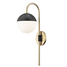 Load image into Gallery viewer, Renee Wall Light in Aged Brass / Black.
