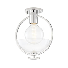 Load image into Gallery viewer, Ringo 1-Light Semi-Flush Mount Ceiling Light in Polished Nickel.