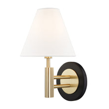 Load image into Gallery viewer, Robbie Wall Light in Aged Brass / Black.