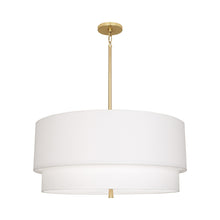 Load image into Gallery viewer, Decker Drum Pendant Light in Ascot White/Modern Brass (2-Tier).