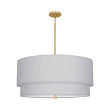 Load image into Gallery viewer, Decker Drum Pendant Light in Pearl Gray/Modern Brass (2-Tier).