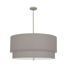 Load image into Gallery viewer, Decker Drum Pendant Light in Smoke Gray/Polished Nickel (2-Tier).