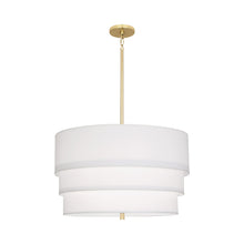 Load image into Gallery viewer, Decker Drum Pendant Light in Ascot White/Modern Brass (3-Tier).