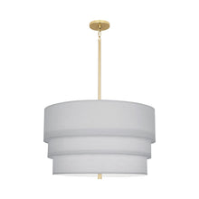 Load image into Gallery viewer, Decker Drum Pendant Light in Pearl Gray/Modern Brass (3-Tier).