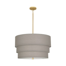 Load image into Gallery viewer, Decker Drum Pendant Light in Smoke Gray/Modern Brass (3-Tier).