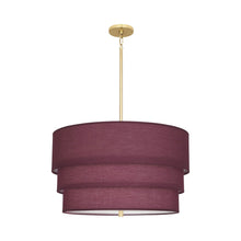Load image into Gallery viewer, Decker Drum Pendant Light in Vintage Wine/Modern Brass (3-Tier).