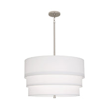 Load image into Gallery viewer, Decker Drum Pendant Light in Ascot White/Polished Nickel (3-Tier).