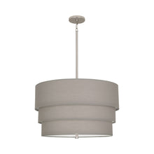 Load image into Gallery viewer, Decker Drum Pendant Light in Smoke Gray/Polished Nickel (3-Tier).