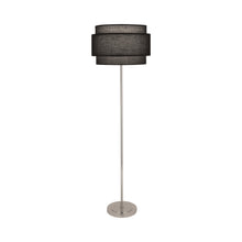 Load image into Gallery viewer, Decker Floor Lamp in Raven Black/Polished Nickel.