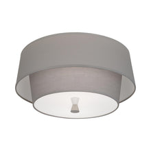Load image into Gallery viewer, Decker Flush Mount Ceiling Light in Smoke Gray/Polished Nickel.