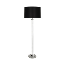 Load image into Gallery viewer, Fineas Floor Lamp in Clear Glass and Polished Nickel/Black Painted Opaque.