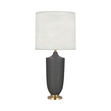 Load image into Gallery viewer, Hadrian Table Lamp in Matte Ash Glazed/Modern Brass.