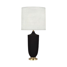 Load image into Gallery viewer, Hadrian Table Lamp in Matte Dark Coal Glazed/Modern Brass.