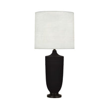Load image into Gallery viewer, Hadrian Table Lamp in Matte Dark Coal Glazed/Deep Patina Bronze.
