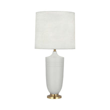 Load image into Gallery viewer, Hadrian Table Lamp in Matte Dove Glazed/Modern Brass.