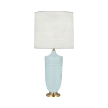 Load image into Gallery viewer, Hadrian Table Lamp in Matte Sky Blue Glazed/Modern Brass.