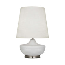 Load image into Gallery viewer, Nolan Table Lamp in Matte Dove/ Dark Antique Nickel.