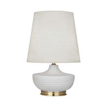 Load image into Gallery viewer, Nolan Table Lamp in Matte Dove/ Modern Brass.