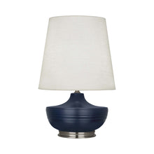 Load image into Gallery viewer, Nolan Table Lamp in Matte Midnight Blue/ Dark Antique Nickel.