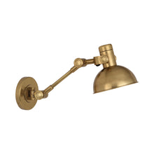Load image into Gallery viewer, Racer Swinging Wall Light in Antique Brass.