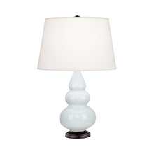 Load image into Gallery viewer, Triple Gourd Accent Lamp in Baby Blue/Deep Patina Bronze.