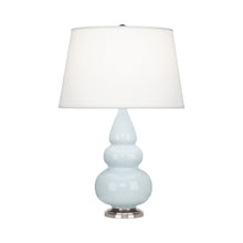 Load image into Gallery viewer, Triple Gourd Accent Lamp in Baby Blue/Antique Silver.