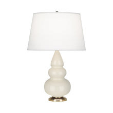 Load image into Gallery viewer, Triple Gourd Accent Lamp in Bone/Antique Natural Brass.
