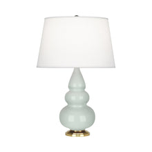 Load image into Gallery viewer, Triple Gourd Accent Lamp in Celadon/Antique Natural Brass.