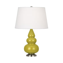 Load image into Gallery viewer, Triple Gourd Accent Lamp in Citron/Antique Silver.