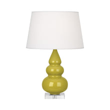 Load image into Gallery viewer, Triple Gourd Accent Lamp in Citron/Deep Patina Bronze.