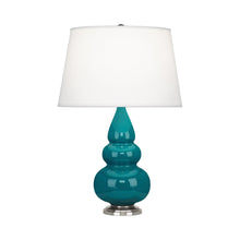 Load image into Gallery viewer, Triple Gourd Accent Lamp in Peacock/Antique Silver.