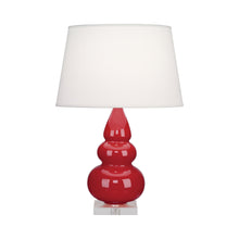 Load image into Gallery viewer, Triple Gourd Accent Lamp in Ruby Red/Lucite Base.