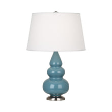 Load image into Gallery viewer, Triple Gourd Accent Lamp in Steel Blue/Antique Silver.