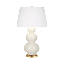 Load image into Gallery viewer, Triple Gourd Table Lamp in Antique Brass/Bone.