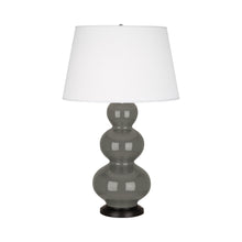 Load image into Gallery viewer, Triple Gourd Table Lamp in Deep Patina Bronze/Ash.