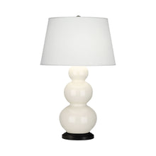 Load image into Gallery viewer, Triple Gourd Table Lamp in Deep Patina Bronze/Bone.