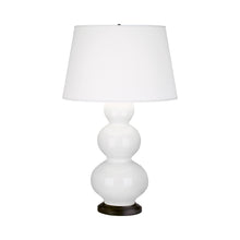 Load image into Gallery viewer, Triple Gourd Table Lamp in Deep Patina Bronze/Lily.