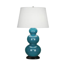 Load image into Gallery viewer, Triple Gourd Table Lamp in Deep Patina Bronze/Peacock.