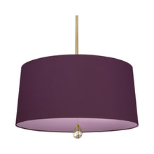 Load image into Gallery viewer, Williamsburg Custis Pendant Light in Modern Brass/Greenhow Grape/Ludwell Lilac Lining.