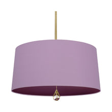 Load image into Gallery viewer, Williamsburg Custis Pendant Light in Modern Brass/Ludwell Lilac/Greenhow Grape Lining.