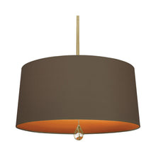 Load image into Gallery viewer, Williamsburg Custis Pendant Light in Modern Brass/Revolutionary Storm/William Of Orange Lining.