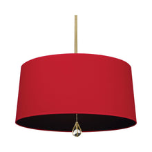 Load image into Gallery viewer, Williamsburg Custis Pendant Light in Modern Brass/Richmond Red/Blacksmith Black Lining.