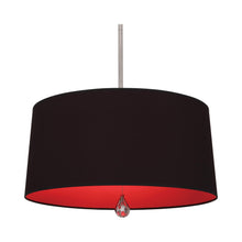 Load image into Gallery viewer, Williamsburg Custis Pendant Light in Polished Nickel/Blacksmith Black/Richmond Red Lining.