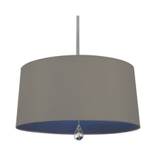 Load image into Gallery viewer, Williamsburg Custis Pendant Light in Polished Nickel/Carter Gray/Ink Blue Lining.