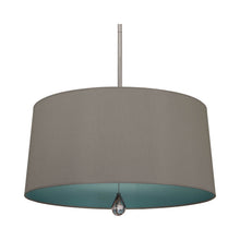 Load image into Gallery viewer, Williamsburg Custis Pendant Light in Polished Nickel/Carter Gray/Mayo Teal Lining.